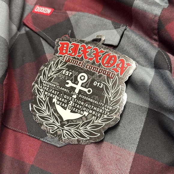 Dixxon Men's NWT Brawler Flannel Size 2XL in Maroon and Black Plaid - Picture 3 of 12